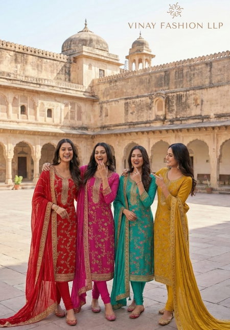 528 Colours By Vinay Dola Silk Jacquard Wholesale Dress Material In India